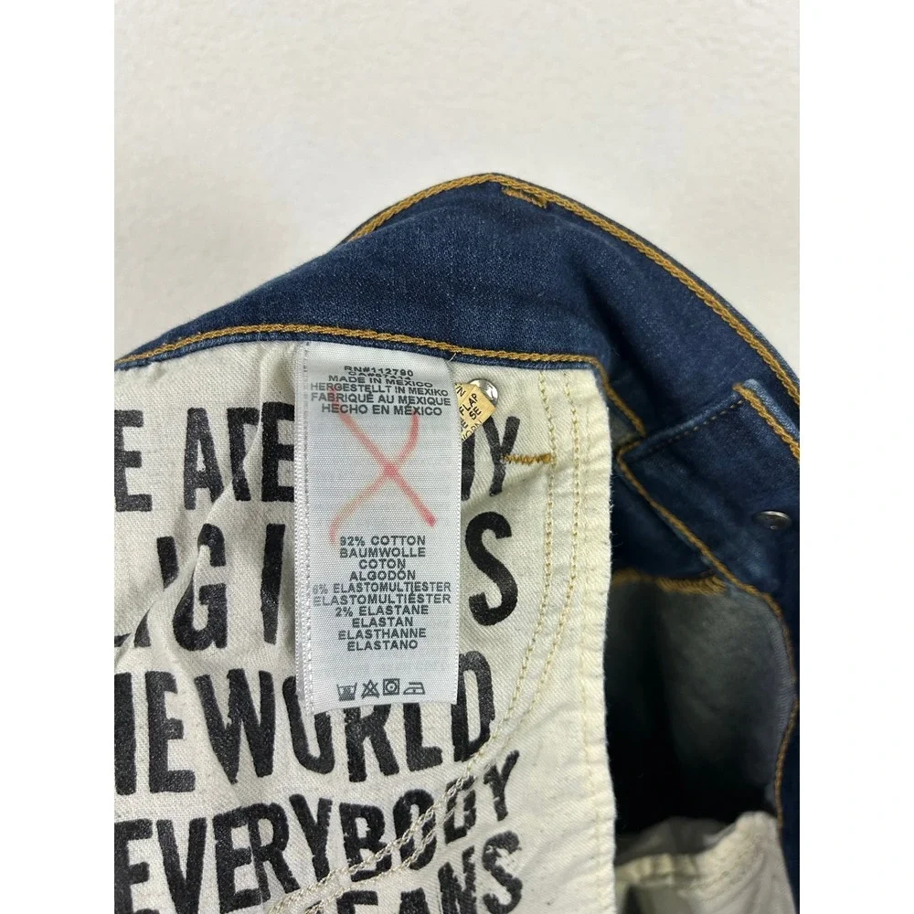 Streetwear True Religion Mens 44 Blue Rocco No Flap Renegade SE Distressed Jeans